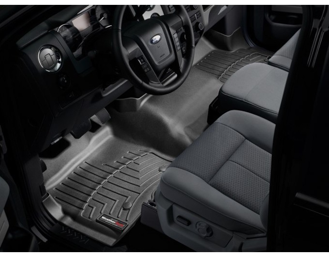 Коврики WeatherTech Black для Ford F-150 (mkXI)(extended cab)(no 4x4 shifter)(1 row - 1pc.)(no console)(with air vents to 2 row)(2 fixing posts) 2010-2014, цена: 15 686 грн.
