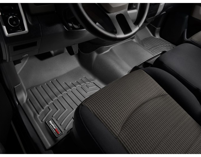 Коврики WeatherTech Black для Dodge Ram (mkIV)(crew cab)(1 fixing hook)(no 4x4 shifter)(with Armrest Console)(no PTO Kit)(1 row) 2009-2012, цена: 8 481 грн.