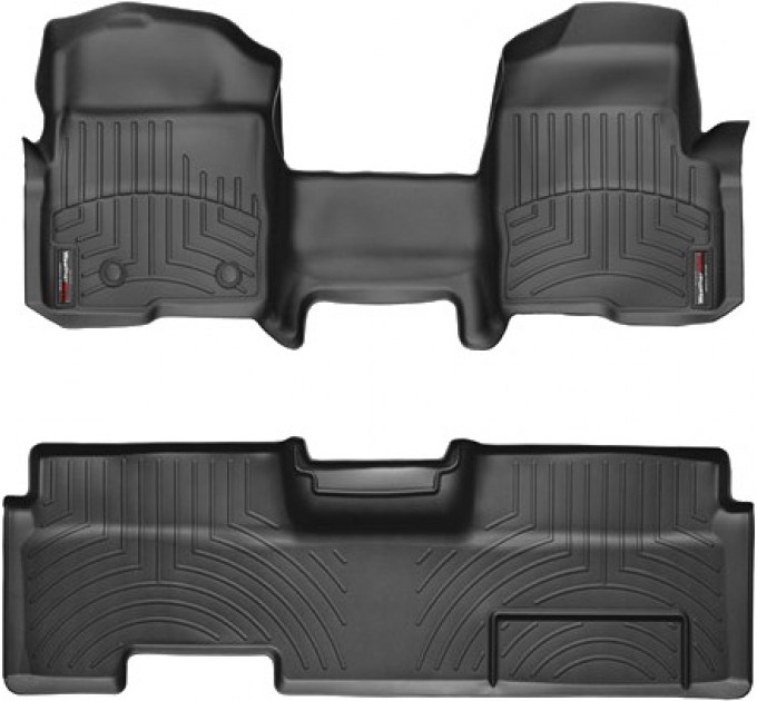 Коврики WeatherTech Black для Ford F-150 (mkXI)(extended cab)(no 4x4 shifter)(1 row - 1pc.)(with not full console)(with air vents to 2 row)(2 fixing posts) 2010-2014, цена: 14 524 грн.