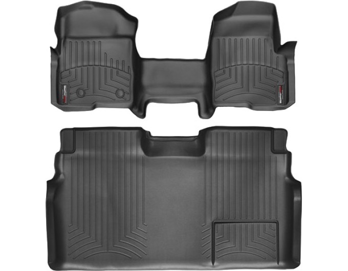 Коврики WeatherTech Black для Ford F-150 (mkXI)(double cab)(no 4x4 shifter)(1 row - 1pc.)(with not full console)(with air vents to 2 row)(2 fixing posts) 2010-2014, цена: 15 686 грн.