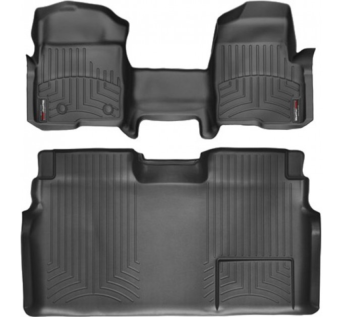 Коврики WeatherTech Black для Ford F-150 (mkXI)(double cab)(no 4x4 shifter)(1 row - 1pc.)(with not full console)(with air vents to 2 row)(2 fixing posts) 2010-2014, цена: 14 524 грн.