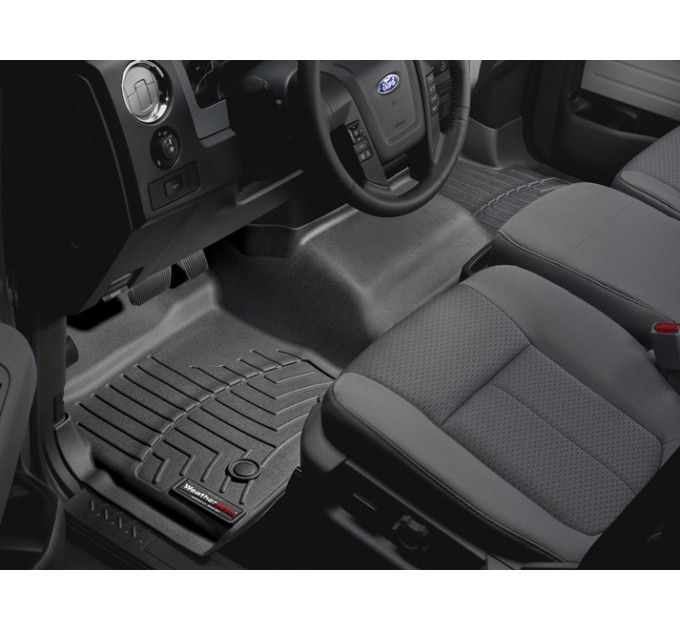 Коврики Weathertech Black для Ford F-150 (extended cab)(mkXI)(no 4x4 shifter)(1 row - 1pc.)(with not full console)(with air vents to 2 row)(2 fixing posts) 2010-2014, ціна: 14 524 грн.