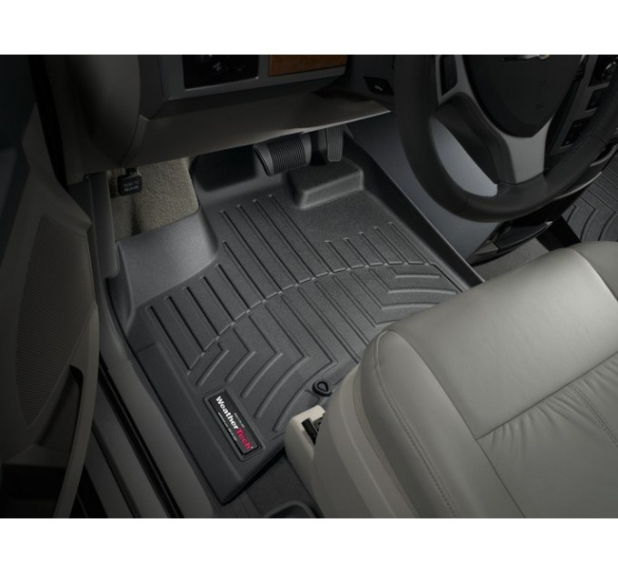 Коврики WeatherTech Black для Dodge Grand Caravan (mkV)(1-2 row)(with console)(2 row bench)(no Stow & Go or Swivel & Go seats) 2012→, цена: 11 500 грн.