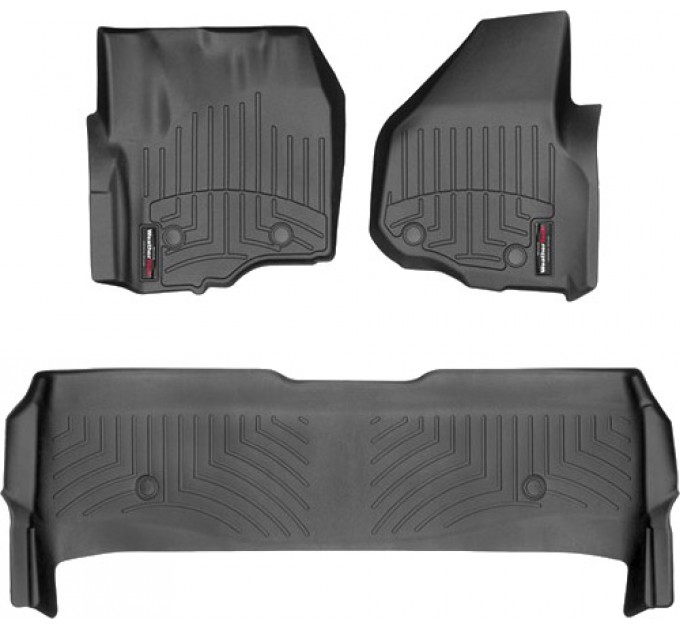 Коврики Weathertech Black для Ford Super Duty (double cab)(mkIII)(no 4x4 shifter)(1 row - 2pcs.)(raised dead pedal) 2012-2016 automatic, ціна: 12 487 грн.