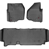 Коврики Weathertech Black для Ford Super Duty (extended cab)(mkIII)(no 4x4 shifter)(1 row - 2pcs.)(raised dead pedal) 2012-2016 automatic