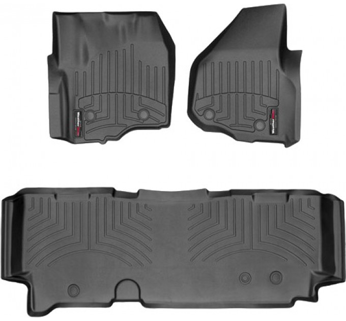 Коврики Weathertech Black для Ford Super Duty (extended cab)(mkIII)(no 4x4 shifter)(1 row - 2pcs.)(raised dead pedal) 2012-2016 automatic, ціна: 12 487 грн.