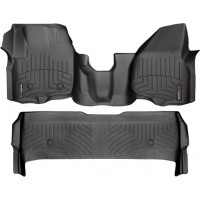 Коврики WeatherTech Black для Ford Super Duty (mkIII)(double cab)(no 4x4 shifter)(1 row - 1pc.)(raised dead pedal) 2012-2016 automatic