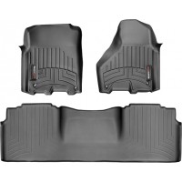 Коврики WeatherTech Black для Dodge Ram (mkIV)(mega cab)(4 fixing hooks)(with Full Lenght Console) 2012-2018