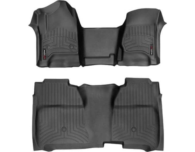 Коврики WeatherTech Black для Chevrolet Silverado (mkIII)(double cab)(no 4x4 shifter)(with short console)(extended 2 row) 2014→, цена: 13 480 грн.
