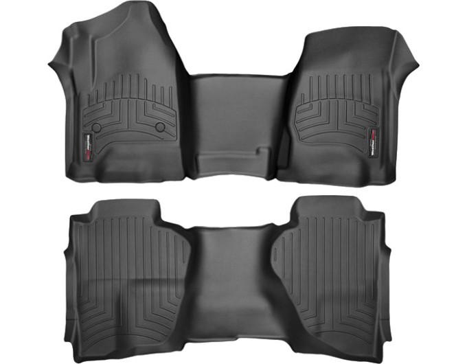Коврики WeatherTech Black для Chevrolet Silverado (mkIII)(extended cab)(no 4x4 shifter)(with short console) 2014→, цена: 13 480 грн.