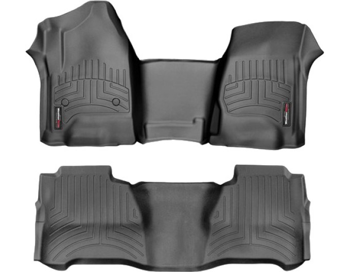 Коврики Weathertech Black для Chevrolet Silverado (double cab)(mkIII)(no 4x4 shifter)(with short console)(not extended 2 row) 2014→, ціна: 13 259 грн.