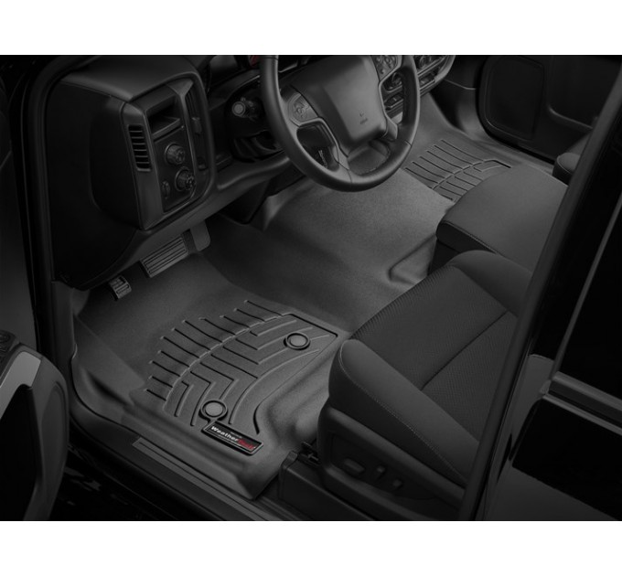 Коврики WeatherTech Black для Chevrolet Silverado (mkIII)(extended cab)(no 4x4 shifter)(with short console) 2014→, цена: 11 720 грн.