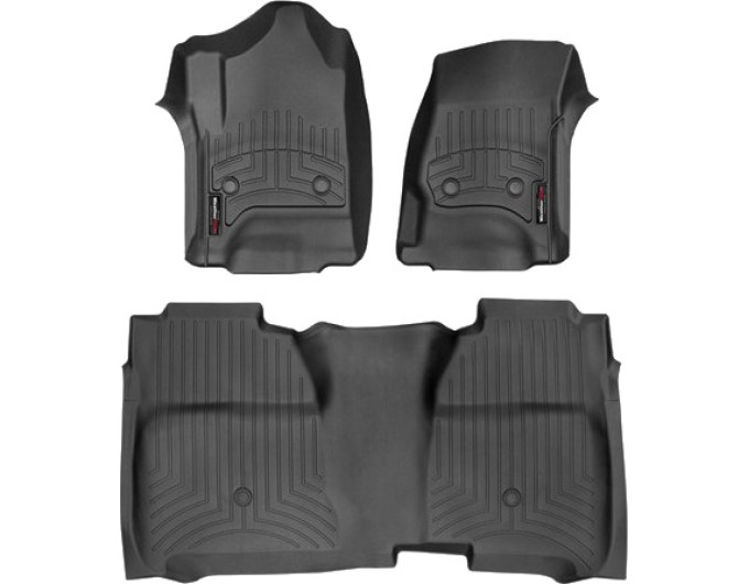 Коврики WeatherTech Black для Chevrolet Silverado (mkIII)(double cab)(no 4x4 shifter)(with full console)(extended 2 row) 2014→, цена: 11 709 грн.