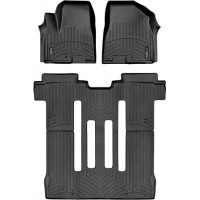 Коврики WeatherTech Black для Kia Carnival/Sedona (mkIII)(1-2-3 row)(2 row Removable Centre Seat)(no rear entertainment system) 2015→