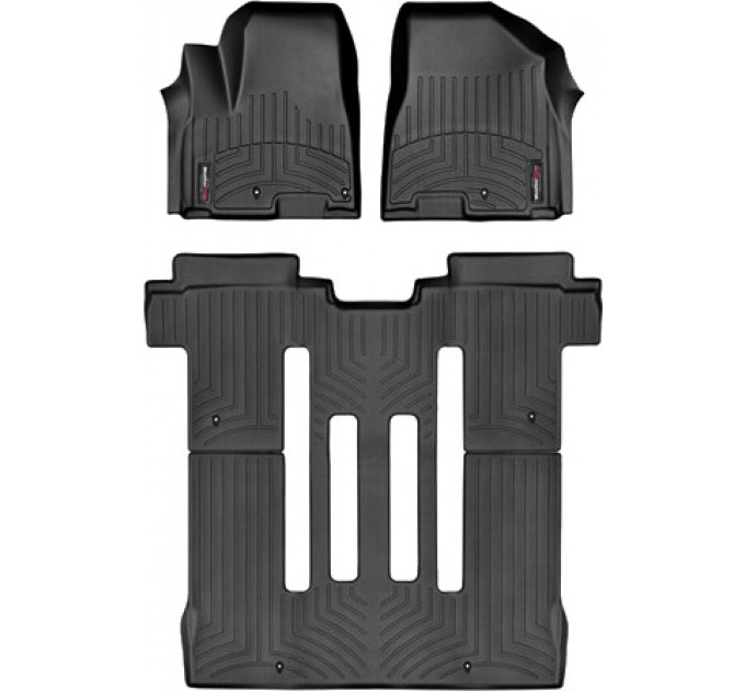 Коврики WeatherTech Black для Kia Carnival/Sedona (mkIII)(1-2-3 row)(2 row Removable Centre Seat)(no rear entertainment system) 2015→, цена: 12 487 грн.