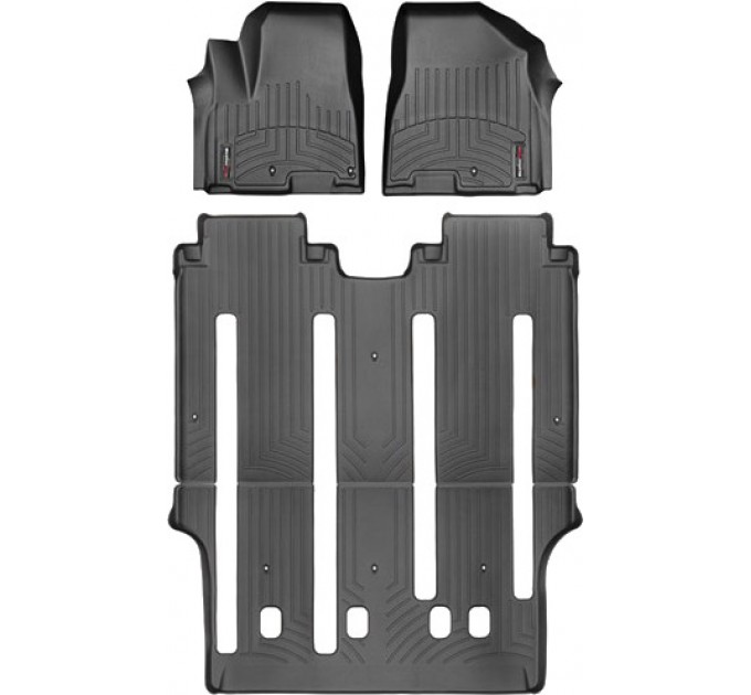 Коврики WeatherTech Black для Kia Carnival/Sedona (mkIII)(1-2-3 row)(2 row First Class Lounge Seats)(no rear entertainment system) 2015→, цена: 12 894 грн.