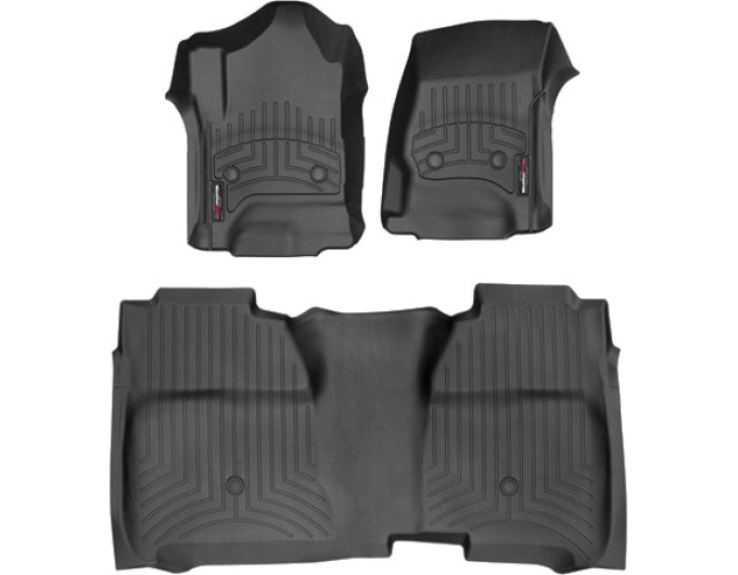 Коврики Weathertech Black для Chevrolet Silverado (double cab)(mkIII)(with 4x4 shifter)(with short console)(extended 2 row) 2014→, ціна: 11 709 грн.