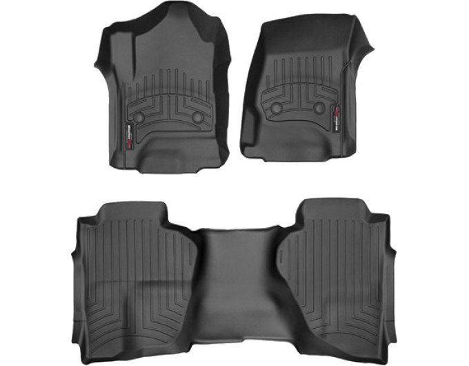 Коврики WeatherTech Black для Chevrolet Silverado (mkIII)(extended cab)(with 4x4 shifter)(with short console) 2014→, цена: 11 709 грн.