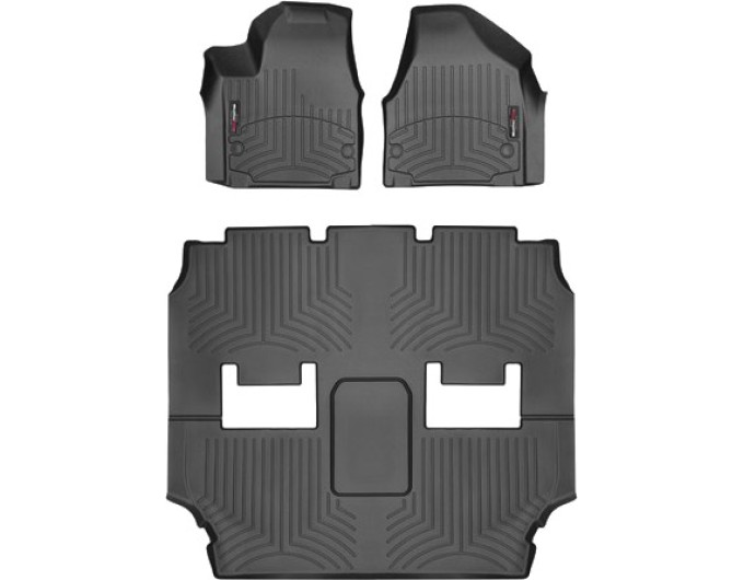 Коврики WeatherTech Black для Chrysler Pacifica (mkII)(not hybrid)(Touring Trim)(2 row - 3 seat bench or 2 row - bucket seats)(1-2-3 row) 2016→, цена: 13 472 грн.