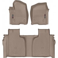 Коврики WeatherTech Beige для Chevrolet Silverado (mkIV); GMC Sierra (mkV)(crew cab)(1 row bucket)(with storage under 2 row) 2019→