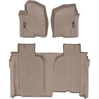 Коврики WeatherTech Beige для Chevrolet Silverado (mkIV); GMC Sierra (mkV)(crew cab)(1 row bucket)(no storage under 2 row) 2019→