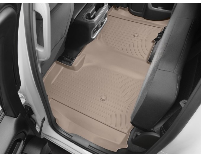 Коврики WeatherTech Beige для Chevrolet Silverado (mkIV); GMC Sierra (mkV)(double cab)(1 row bucket)(no storage under 2 row) 2019→, цена: 13 915 грн.