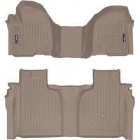 Коврики WeatherTech Beige для Chevrolet Silverado (mkIV); GMC Sierra (mkV)(crew cab)(1 row bench)(with storage under 2 row) 2019→