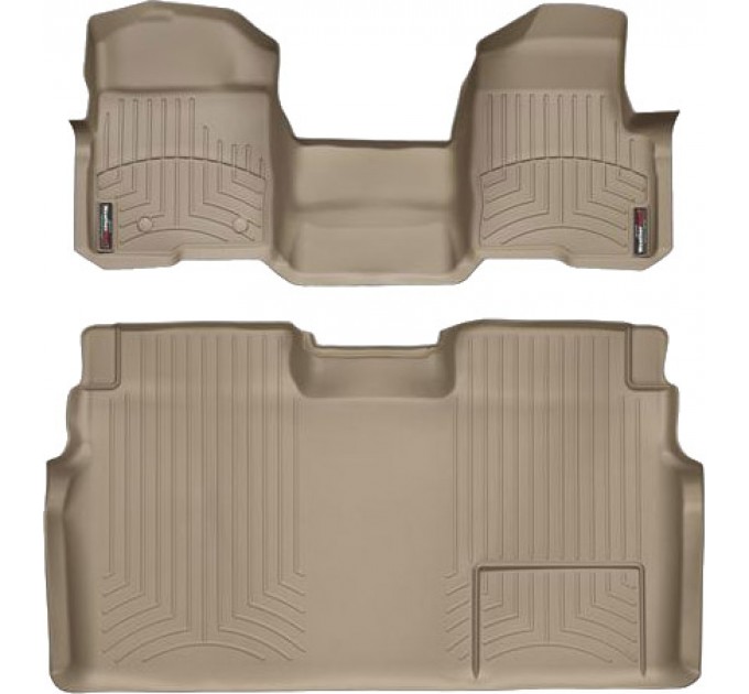 Коврики WeatherTech Beige для Ford F-150 (mkXI)(double cab)(no 4x4 shifter)(1 row - 1pc.)(no console)(with air vents to 2 row)(2 fixing posts) 2010-2014, цена: 14 718 грн.