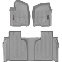 Коврики WeatherTech Grey для Chevrolet Silverado (mkIV); GMC Sierra (mkV)(crew cab)(1 row bucket)(with storage under 2 row) 2019→