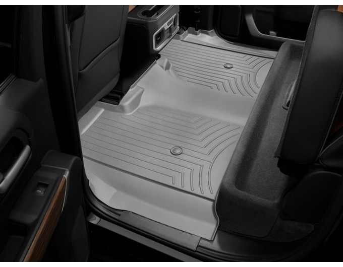 Коврики WeatherTech Grey для Chevrolet Silverado (mkIV); GMC Sierra (mkV)(crew cab)(1 row bucket)(with storage under 2 row) 2019→, цена: 13 915 грн.