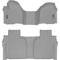 Коврики WeatherTech Grey для Chevrolet Silverado (mkIV); GMC Sierra (mkV)(crew cab)(1 row bench)(with storage under 2 row) 2019→