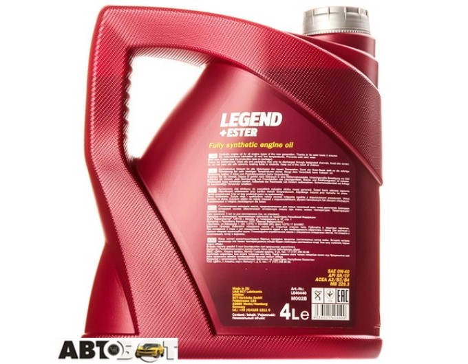 Моторна олива MANNOL LEGEND+Ester 0W-40 4л, ціна: 4 034 грн.