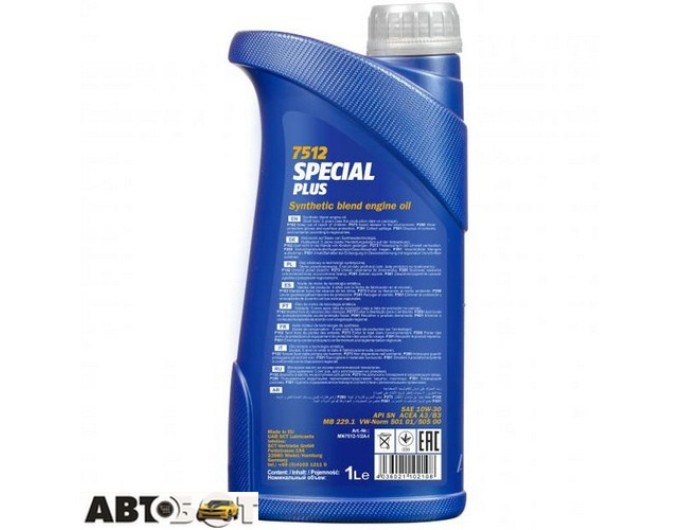 Моторное масло MANNOL SPECIAL PLUS 10W-30 7512 1л, цена: 555 грн.