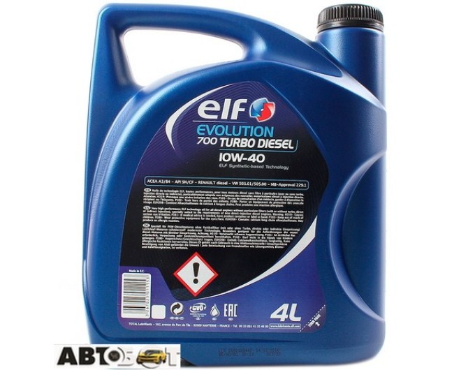 Моторна олива ELF EVOLUTION 700 TURBO DIESEL 10W-40 4л, ціна: 1 291 грн.