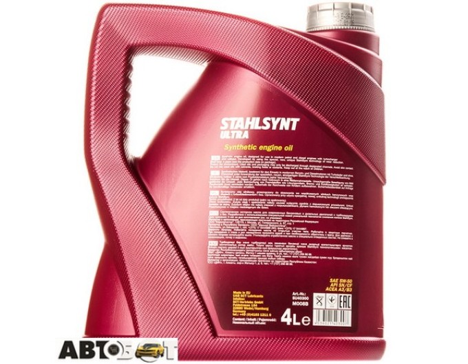 Моторна олива MANNOL STAHLSYNT ULTRA 5W-50 4л, ціна: 3 828 грн.