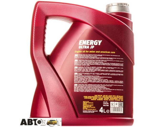 Моторна олива MANNOL ENERGY ULTRA JP 5W-20 4л, ціна: 2 185 грн.