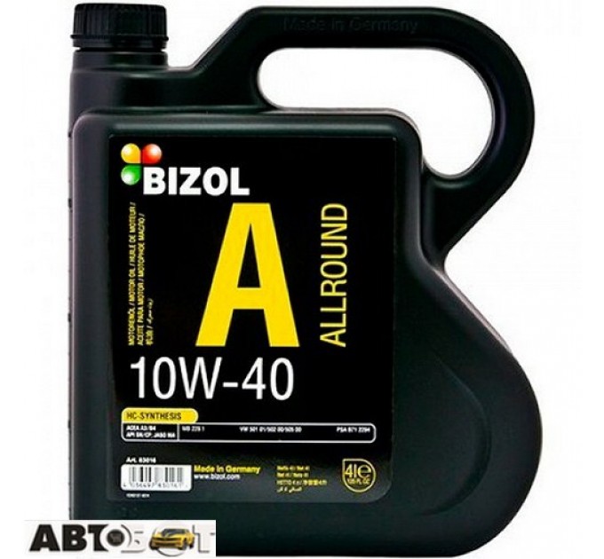 Моторное масло BIZOL Allround 10W-40 B83016 4л, цена: 1 537 грн.