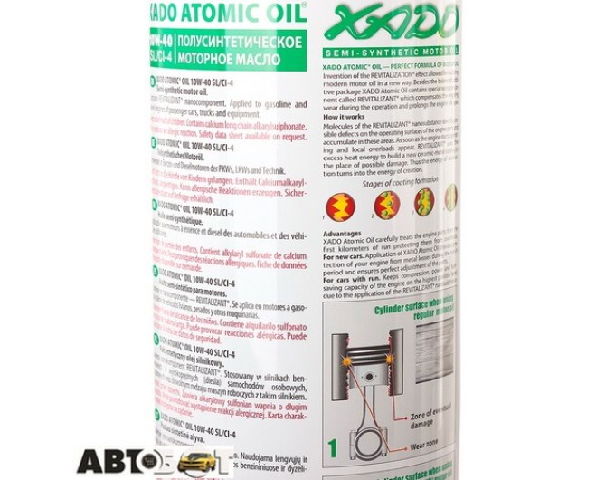Моторное масло XADO Atomic Oil 10W-40 SL/CI-4 XA 24109 1л, цена: 551 грн.