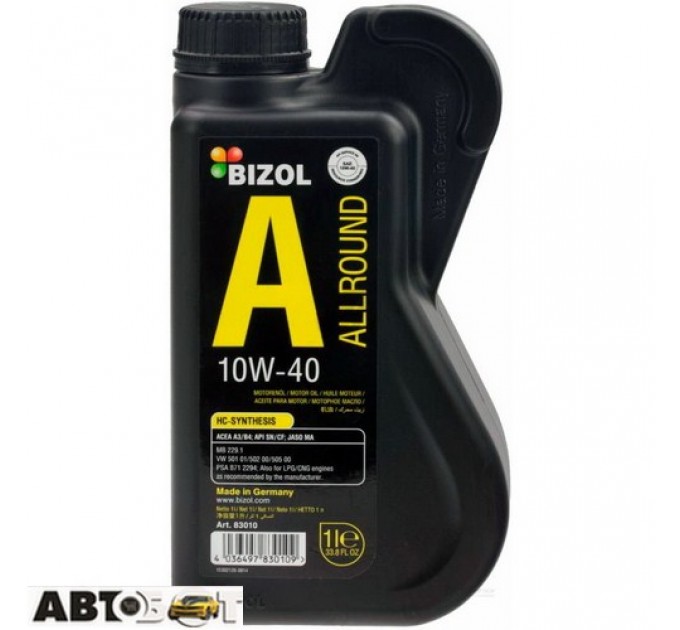 Моторное масло BIZOL Allround 10W-40 B83010 1л, цена: 436 грн.