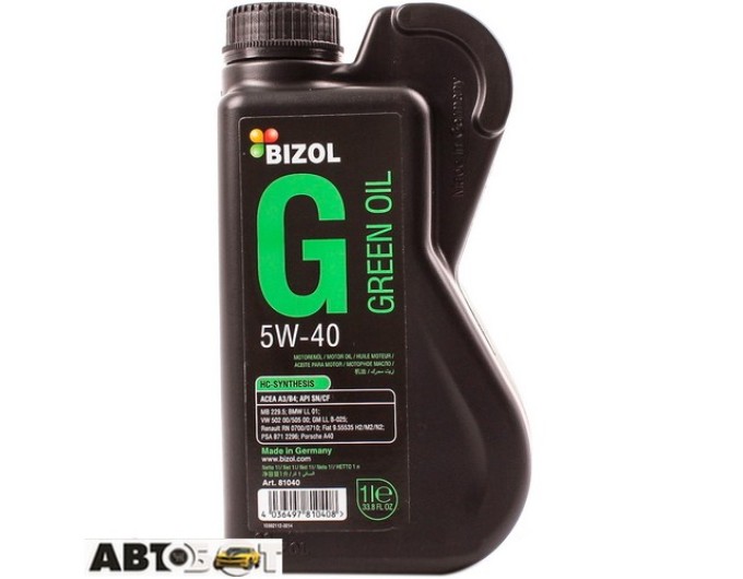 Моторное масло BIZOL Green Oil 5W-40 B81040 1л, цена: 1 248 грн.