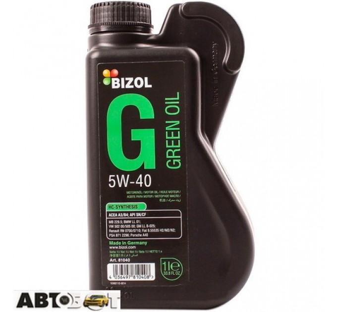 Моторное масло BIZOL Green Oil 5W-40 B81040 1л, цена: 686 грн.