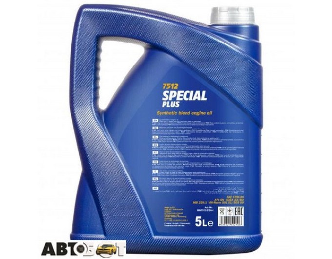 Моторна олива MANNOL SPECIAL PLUS 10W-30 7512 5л, ціна: 2 560 грн.