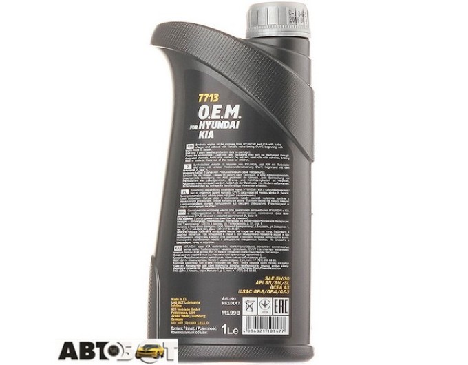 Моторное масло MANNOL 7713 O.E.M. for Hyundai Kia 5W-30 1л, цена: 767 грн.