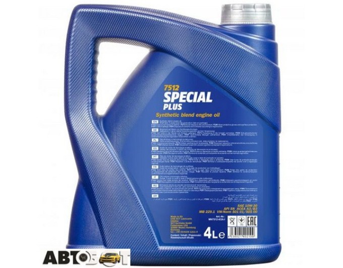 Моторна олива MANNOL SPECIAL PLUS 10W-30 7512 4л, ціна: 1 664 грн.