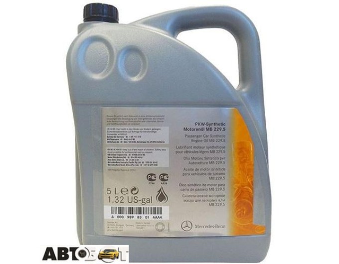 Моторное масло Mercedes-benz PKW Synthetic Motorenol 5W-30 A0009898301BAA4 5л, цена: 3 102 грн.