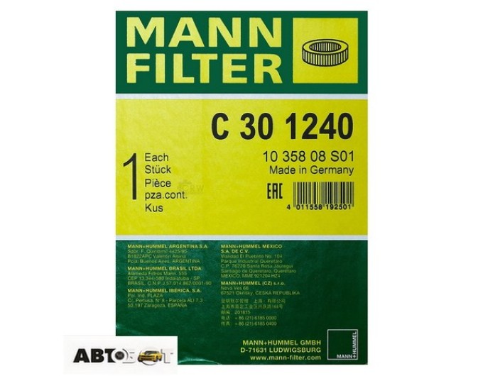 Воздушный фильтр MANN C 30 1240, цена: 3 313 грн.