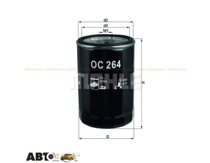 Фільтр оливи MAHLE OC 264, ціна: 288 грн.