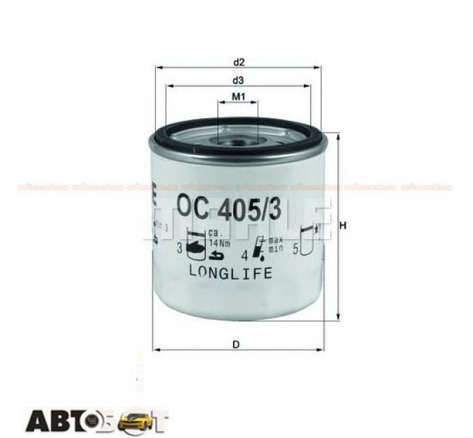 Масляный фильтр MAHLE OC 405/3, цена: 167 грн.