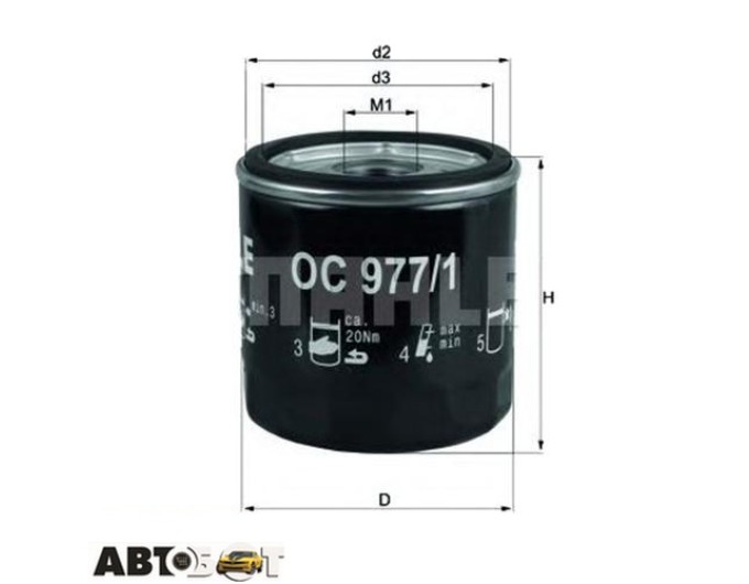 Фільтр оливи MAHLE OC 977/1, ціна: 352 грн.