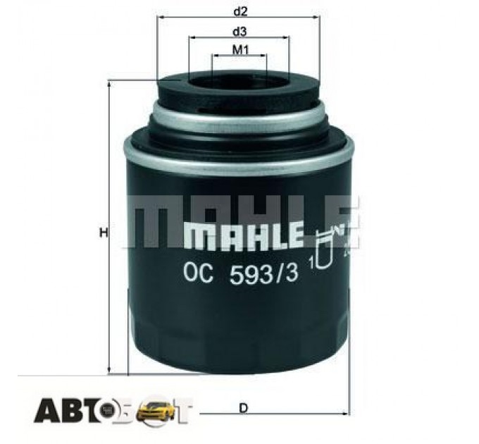 Масляный фильтр MAHLE OC 593/3, цена: 334 грн.